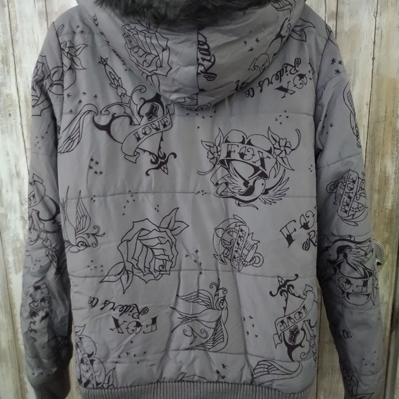 FOX ZIP UP JACKET WITH ZIPPERED POCKETS & REMOVABLE FUR HOOD IN WOMENS XL HTF - Picture 5 of 12